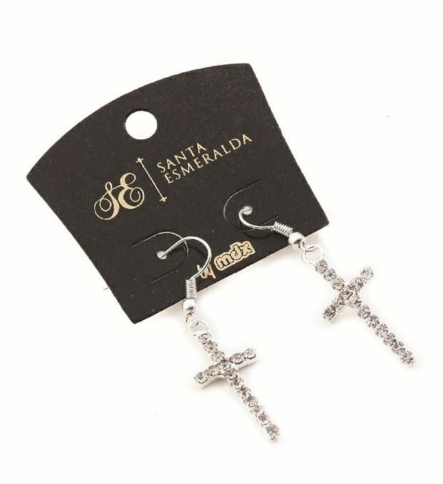 Aro colgante cruz strass x1u
