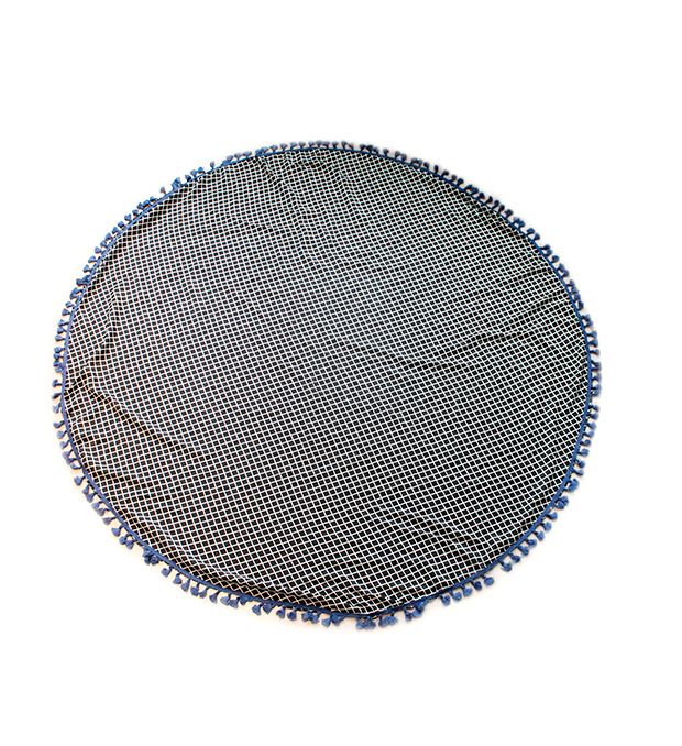 Lona playera 140x140 cuadrillé ByN con borlas; x1u
