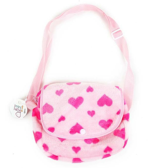 Cartera bandolera 15x15 infantil nena peluche estampado x1u