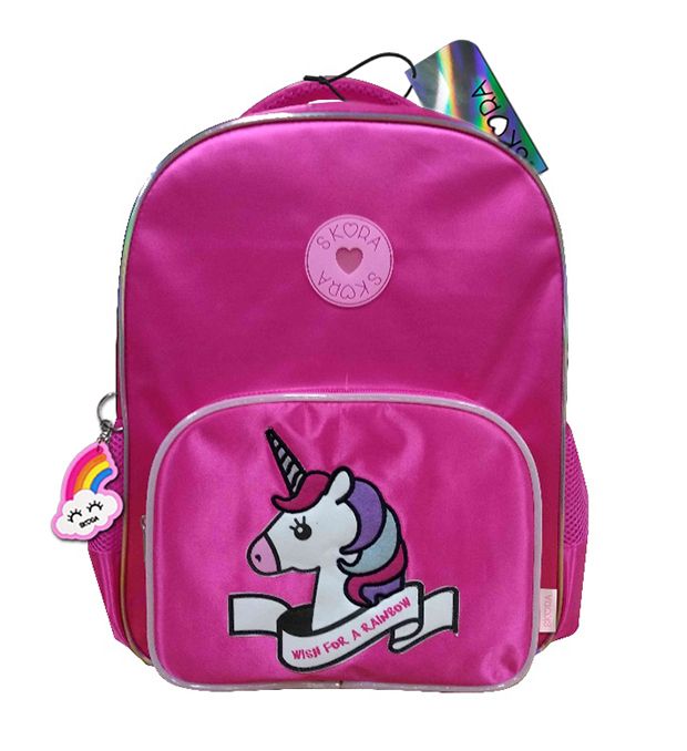 Mochila Skora unicornio con luz en el bolsillo delantero 16 pulg