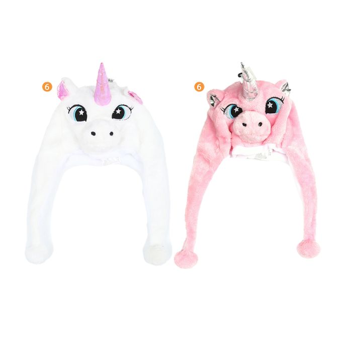 Gorro coya infantil nena peluche con carita unicornio x1u