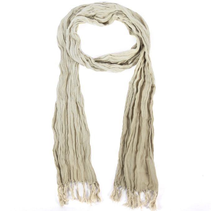Chalina dama 35x170 cm liso gasa beige c/flecos origen India x1u