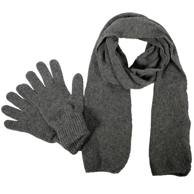 Set bufanda y guantes hombre 20x140 cm gris poliester x1u