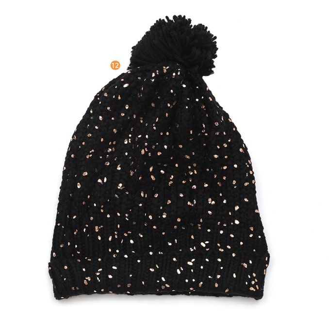 Gorro dama tejido con stamping dorado x1u