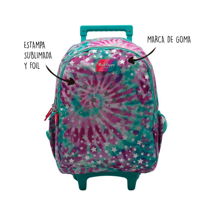 Mochila con carro teen multicolor 300D 43x13x32cm-17" x1u
