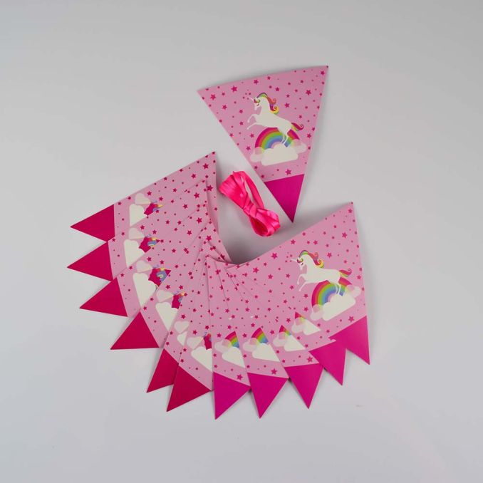 Banderines infantil diseño unicornio arcoiris x1u