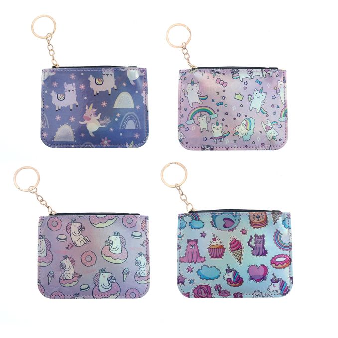 Monedero infantil porta tarjeta estampado 12x10 cm x1u