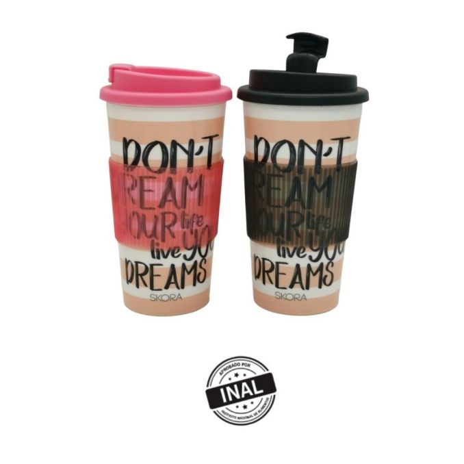 Vaso termico plastico con agarre de silicona 450ml x1u