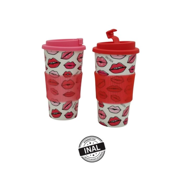 Vaso termico plastico con agarre de silicona 450ml x1u