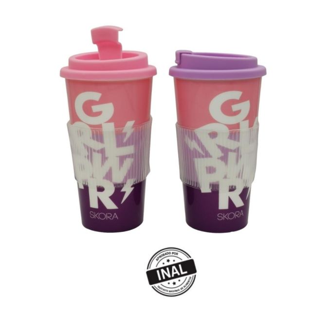 Vaso termico plastico con agarre de silicona 450ml x1u