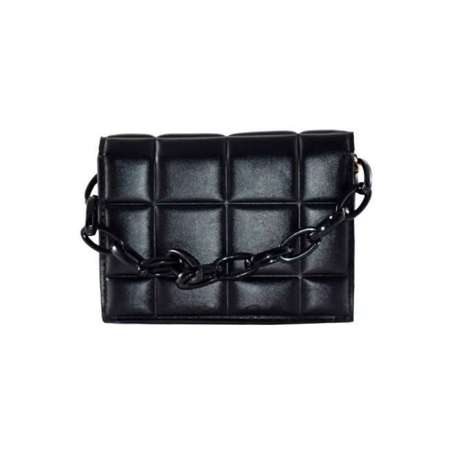 Cartera mini matelasse cuadrado con cadena pvc 18.5x5.5x13cm x1u
