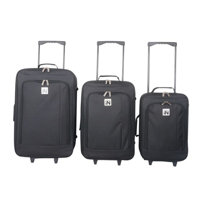 Set valijas CHECK IN SOFT BLACK- Tamaños 18" 21" 24" 2 ruedas