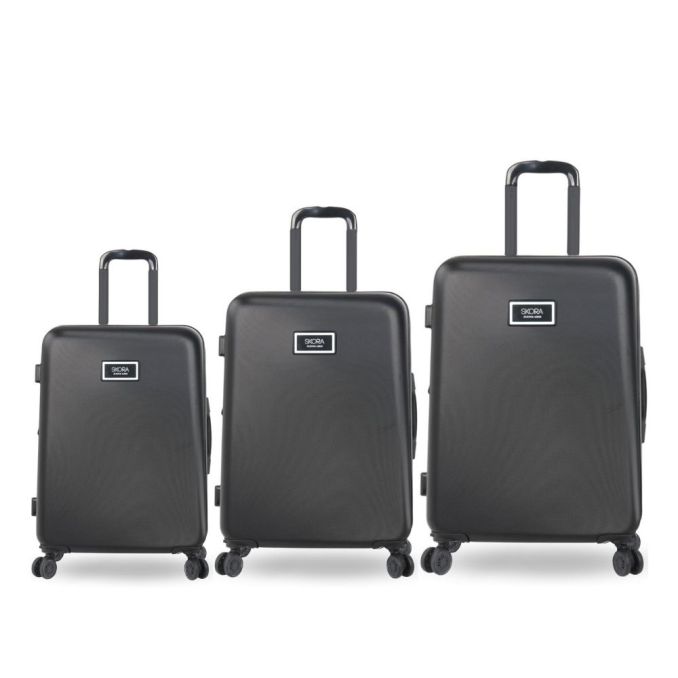 Set de Valijas Skora Bs As HARD Negro 20 24 y 28 doble rueda. cerradura TSA - x1u