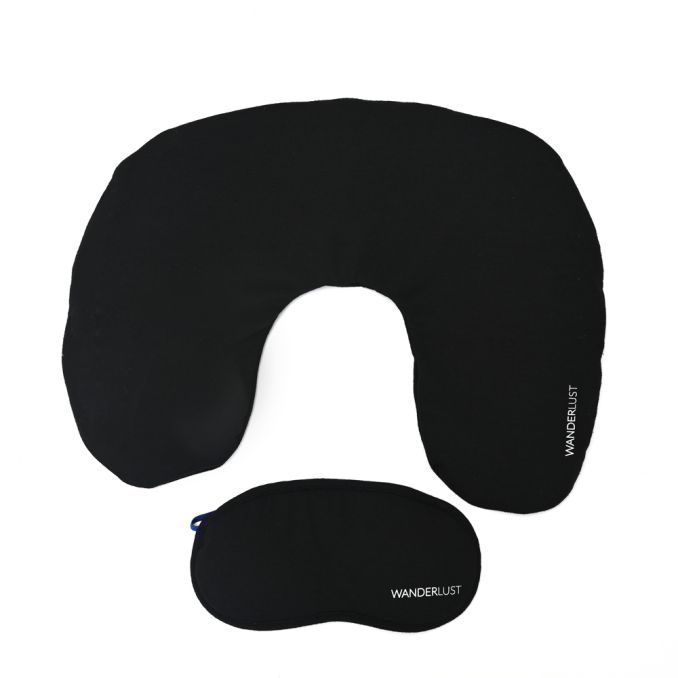 Kit de Viaje - Almohada inflable y antifaz con bolsa de guardado  Wanderlust - x1u