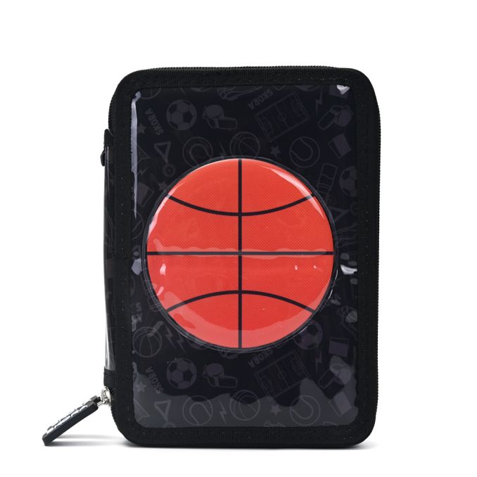 Cartuchera canopla dos pisos Lets Play Sports basquet 20x14x5.5cm - x1u