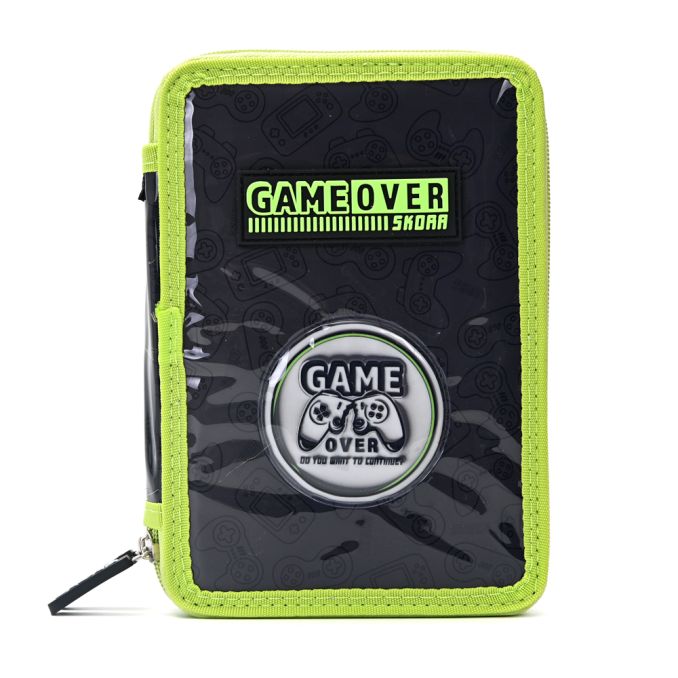 Cartuchera canopla dos pisos Lets Play Gamer game over 20x14x5.5cm - x1u