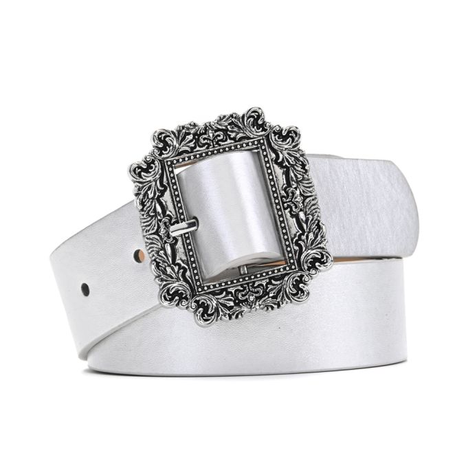 Cinturon Classic Night Out hebilla cuadrada labrada 4cm; x1u