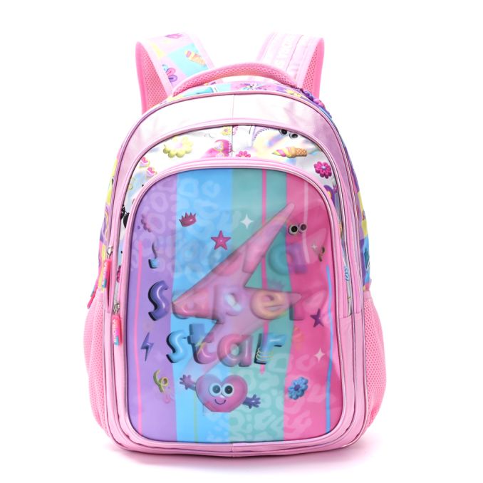 Mochila Lettering super cool con llavero 32x45x15cm 18 Pulg - x1u