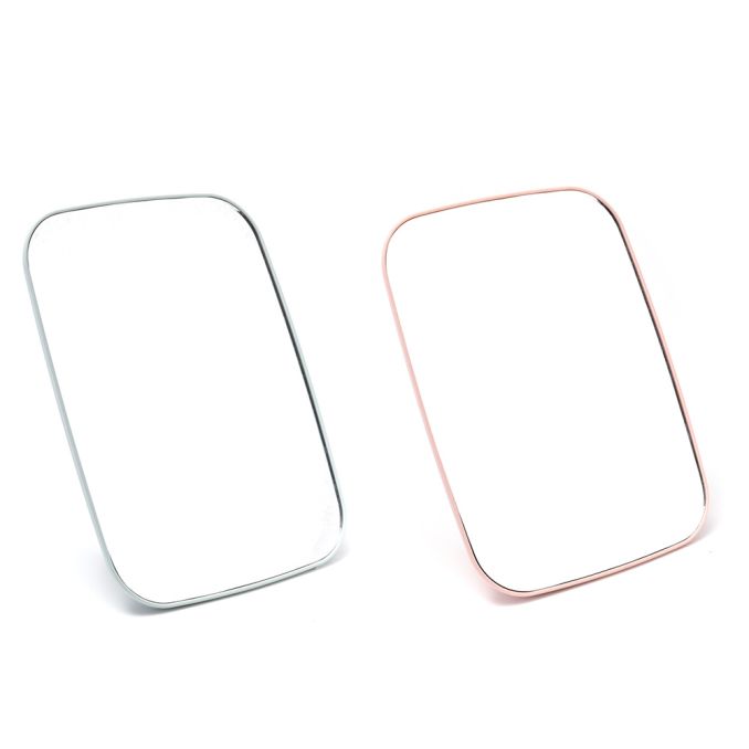 Espejo cuadrado doble cara con aumento y soporte 20x15cm x1u