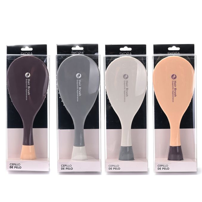 Cepillo desenredante Anti Frizz mango corto bicolor x1u