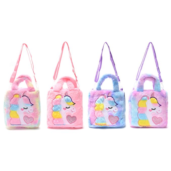 Bandolera Fur Baby unicornio con manijas 22x23x5cm - x1u