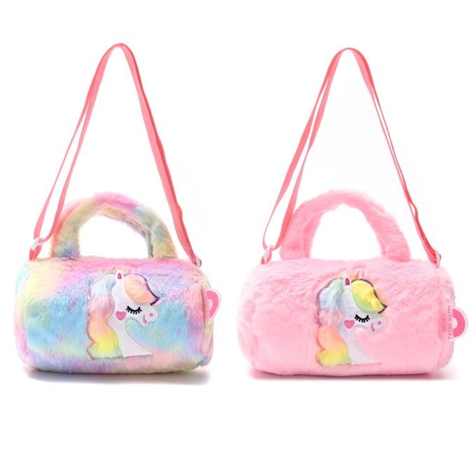 Bandolera barrel Fur Baby unicornio con manijas 20x12x11.5cm - x1u