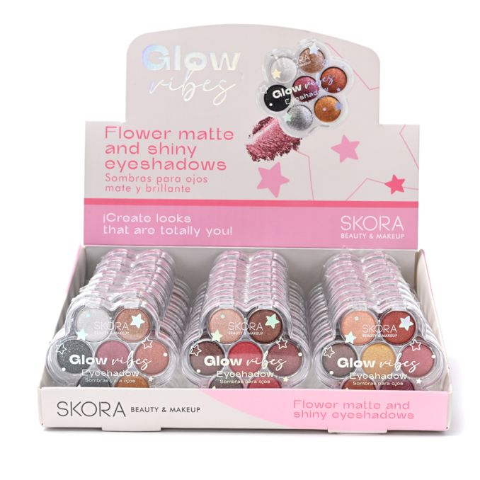 Sombras para ojos flor combinadas x 6 tonos x24u.