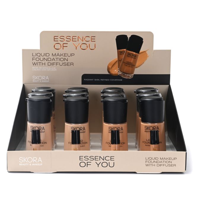 Base de maquillaje fluida envase de vidrio con difusor - x12u