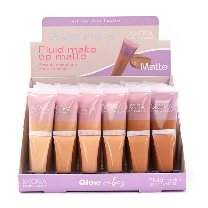 Base de maquillaje fluida en pomo x24u.