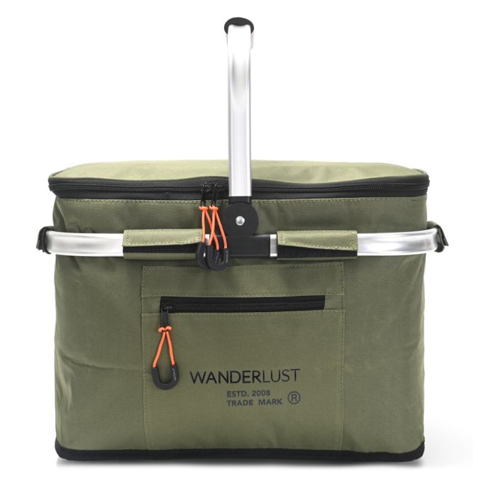 Canasto WANDERLUST 43x26.5x28 cm con doble asa y estructura de aluminio forreria isotermica - x1u