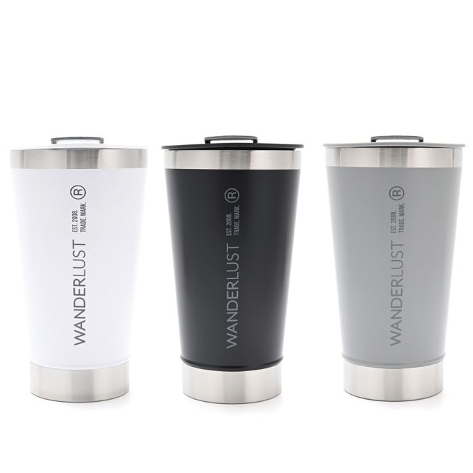 Vaso Pinta Wanderlust con tapa y destapador; x1u
