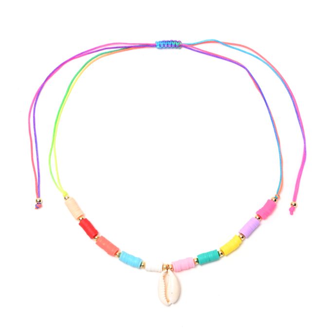 Collar canutillos con dije caracola x1u.