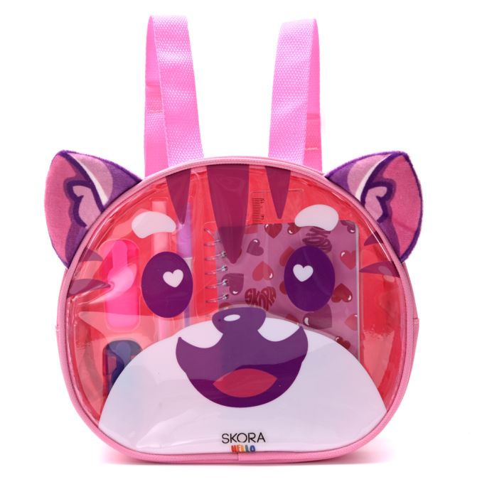 Mochila con Set libreria incluye cuaderno Kawaii momo 21X8X19cm x1u.