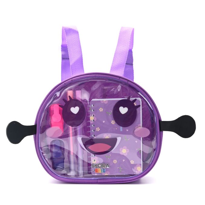 Mochila con Set libreria incluye cuaderno Kawaii mayu 21X8X19cm x1u.