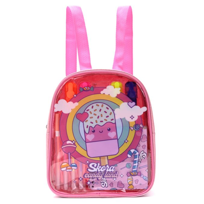 Mochila con Set libreria incluye cuaderno Heladito 21X7X25 cm x1u.