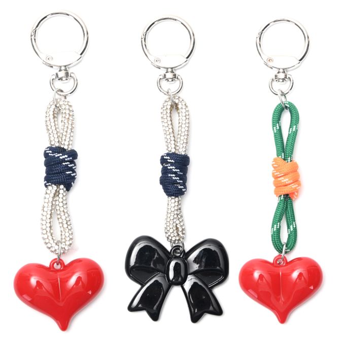 Llavero bag charm soga y corazon 16cm x1u.