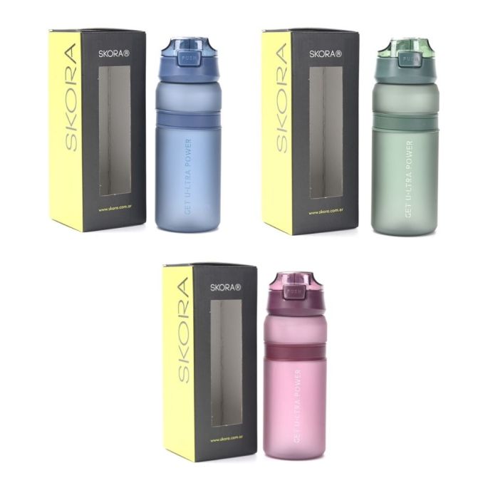 Botella deportiva con pico retractil y agarre antideslizante 700ml; x1u