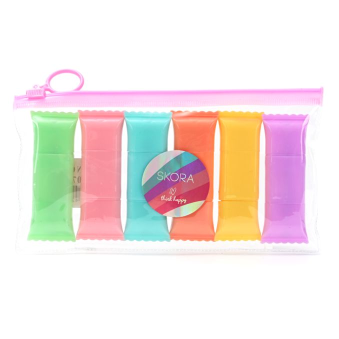 Set de resaltadores en bolsa transparente tapa caramelo x6 u.