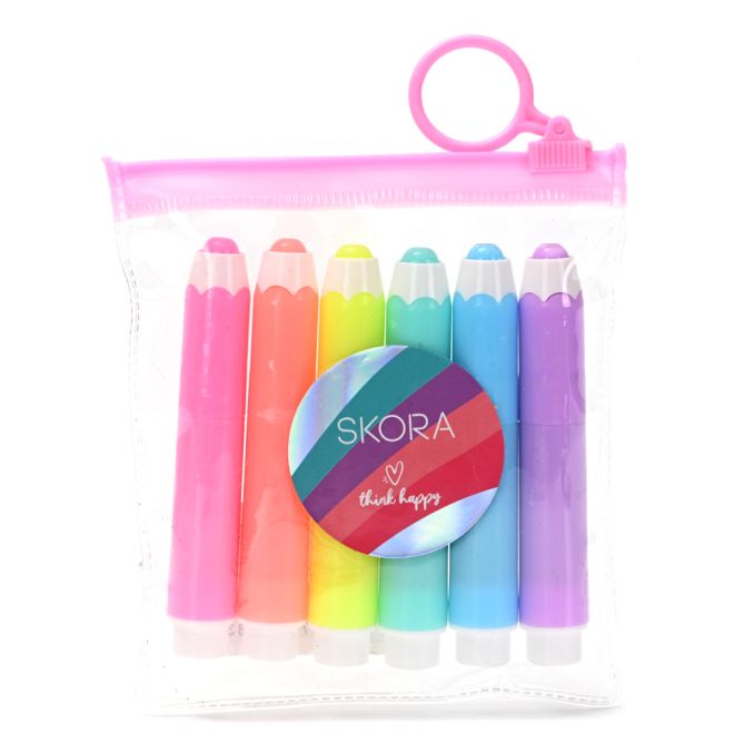 Set de resaltadores en bolsa transparente x6 u..