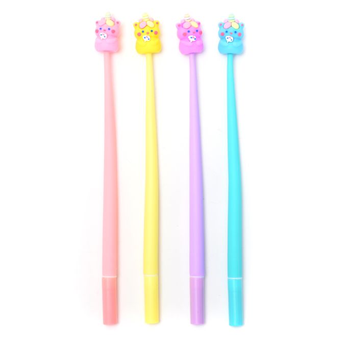 Lapicera flexible unicornio varios colores tinta azul x48 u.