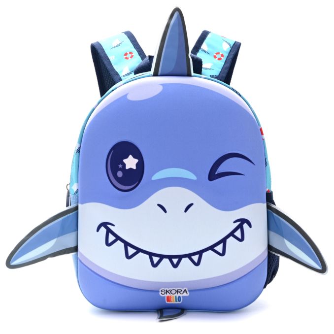Mochila Kawaii termoformada tirburon 22x30x10cm 12 Pulg. x1u.