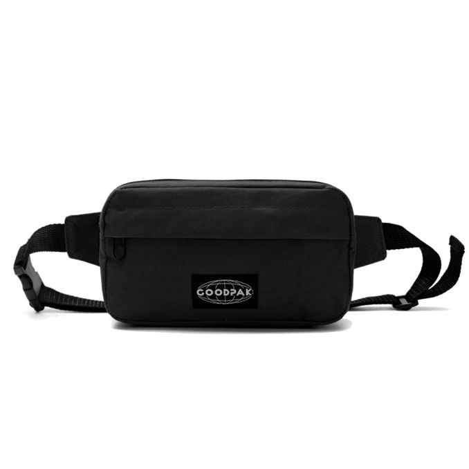 Riñonera Goodpak ovalada bolsillo delantero negro 12.5x21x6.5 cm; x1u