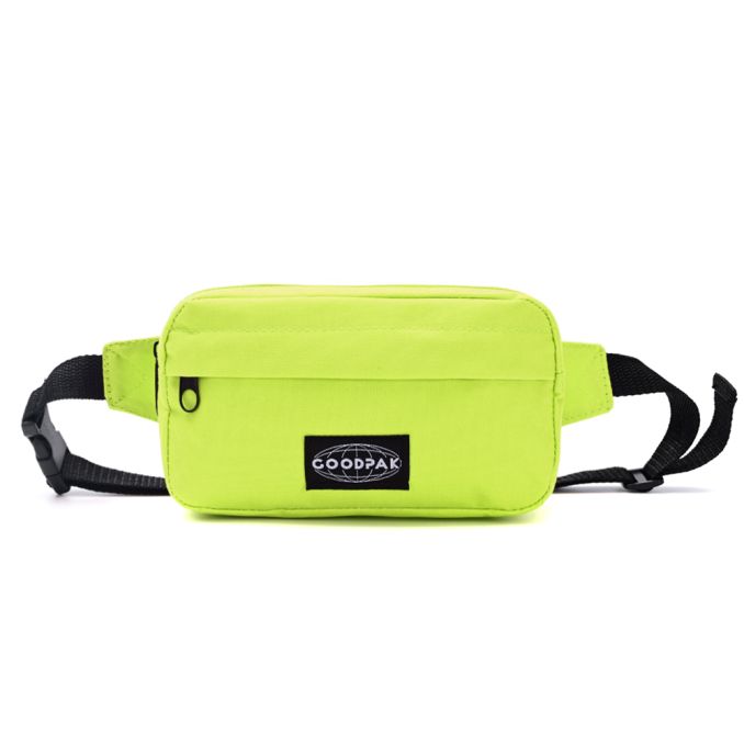 Riñonera Goodpak ovalada bolsillo delantero lima 12.5x21x6.5 cm x1u.