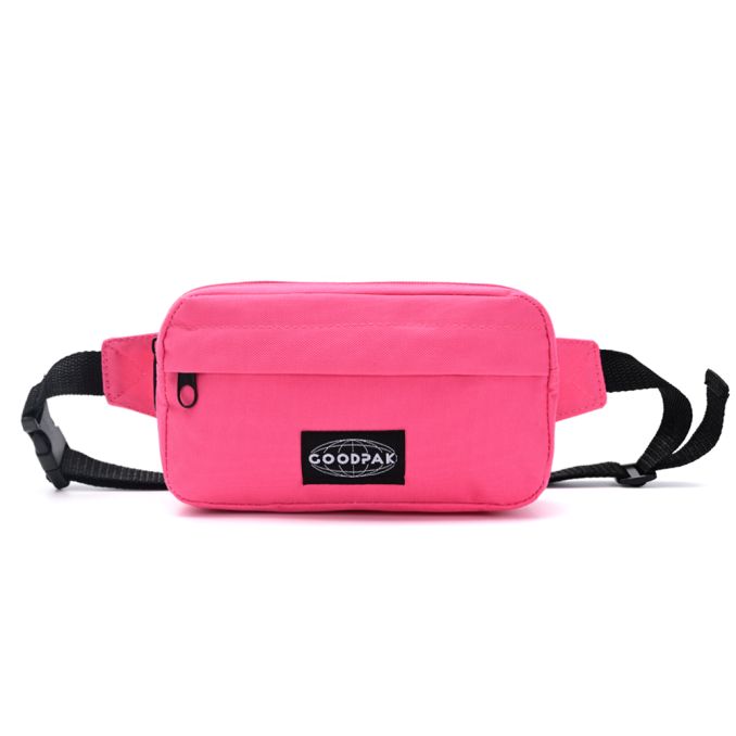 Riñonera Goodpak ovalada bolsillo delantero fucsia 12.5x21x6.5 cm x1u.