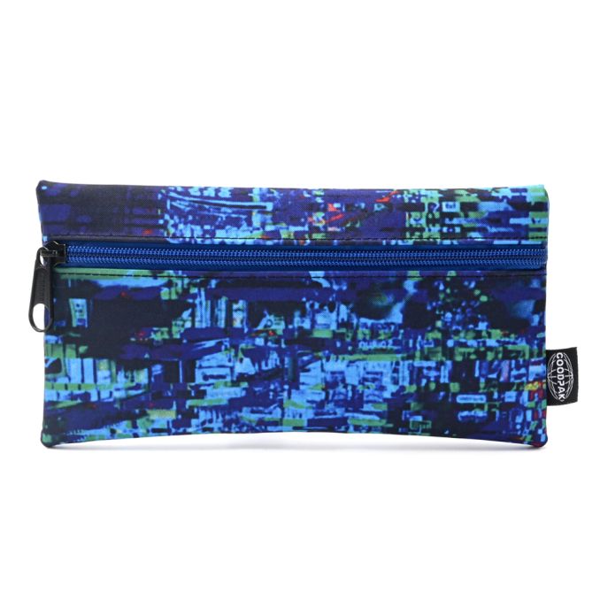 Cartuchera Goodpak print Glitch azul 22x11.5 cm x1u