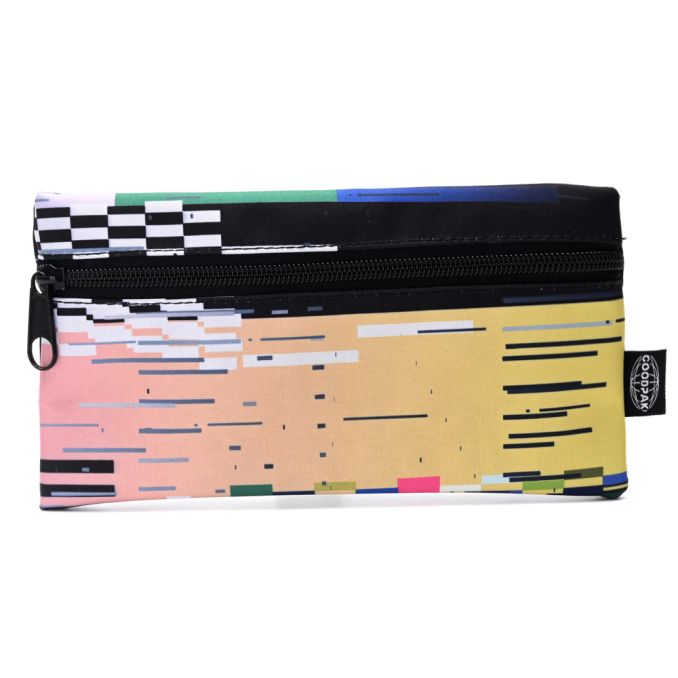 Cartuchera Goodpak print Glitch amarillo 22x11.5 cm x1u.