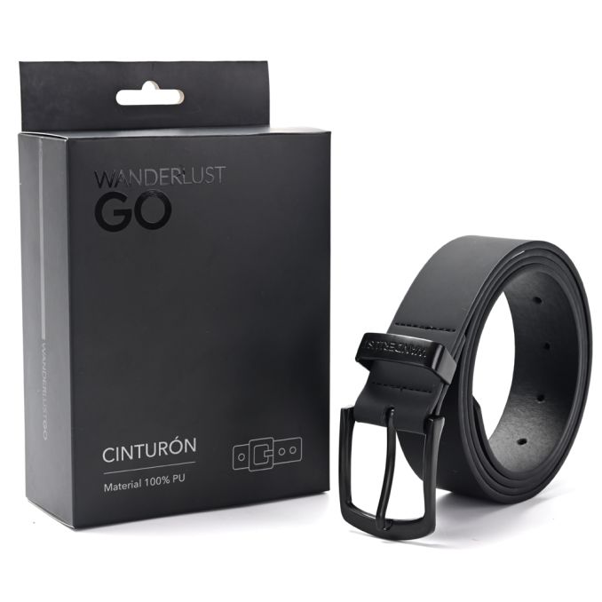 Cinturon engomado pase 33 herrajes negro con logo. Incluye caja - x1u