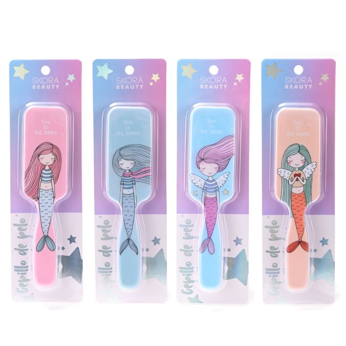 Cepillo de pelo rectangular con sirenas x1u