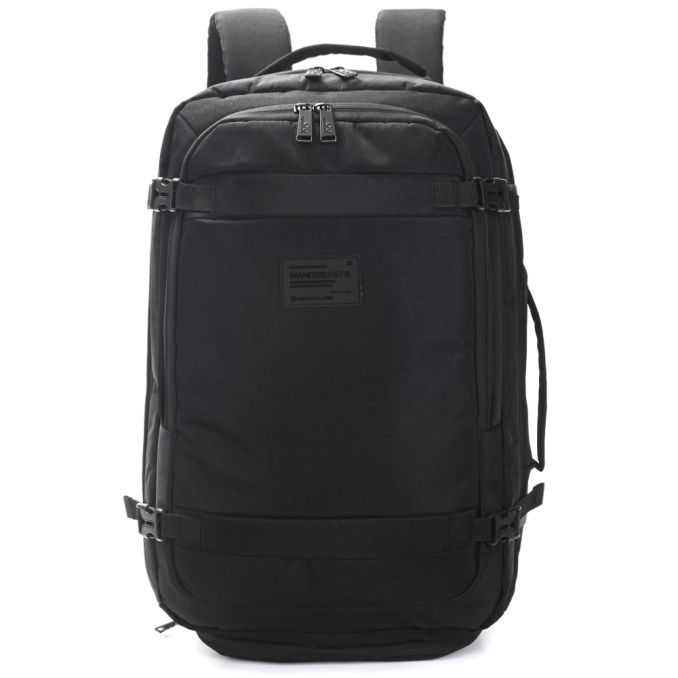 Mochila Travel Go Wanderlust Negra 18 pulg compartimento acolchado portanotebook.expandible. bolsi