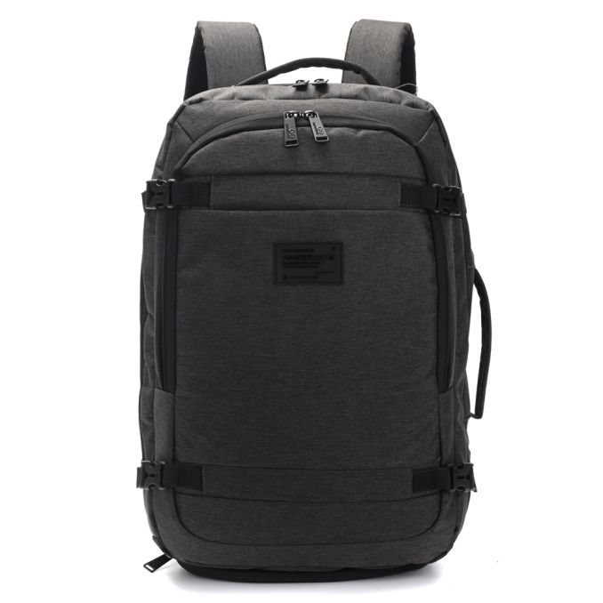 Mochila Travel Go Wanderlust Gris Oscuro 18 pulg compartimento acolchado portanotebook.expandible.